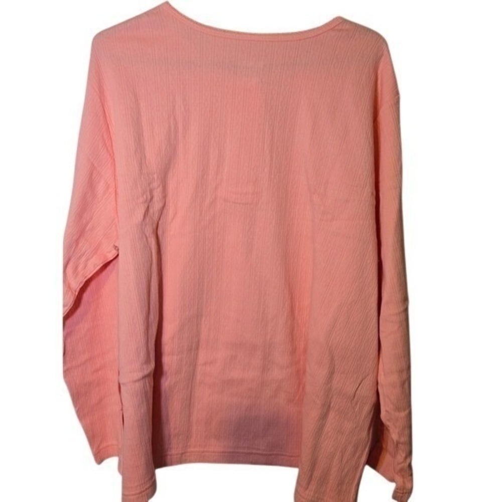 Blair Women's Coral Textured Long Sleeve Henley Shirt Top 3XL